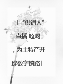 “供销人” 直播 吆喝，为土特产开辟数字销路