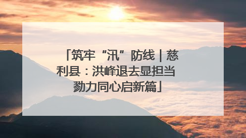 筑牢“汛”防线｜慈利县：洪峰退去显担当 勠力同心启新篇