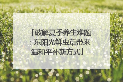 破解夏季养生难题：东阳光鲜虫草带来温和平补新方式