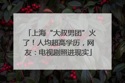 上海“大叔男团”火了！人均超高学历，网友：电视剧照进现实