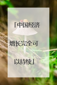 中国经济增长完全可以持续