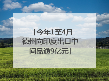 今年1至4月 德州向印度出口中间品逾9亿元