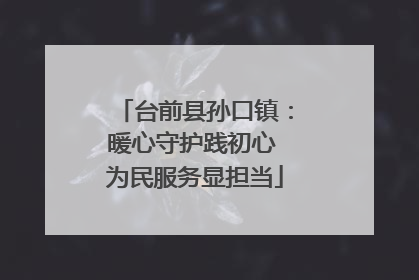台前县孙口镇：暖心守护践初心 为民服务显担当