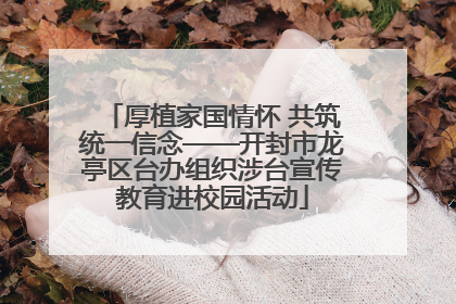 厚植家国情怀 共筑统一信念——开封市龙亭区台办组织涉台宣传教育进校园活动