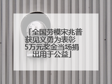 全国劳模宋兆普获见义勇为表彰 5万元奖金当场捐出用于公益