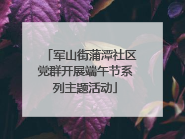 军山街蒲潭社区党群开展端午节系列主题活动