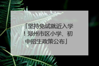 坚持免试就近入学！郑州市区小学、初中招生政策公布