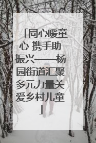 同心暖童心 携手助振兴——杨园街道汇聚多元力量关爱乡村儿童