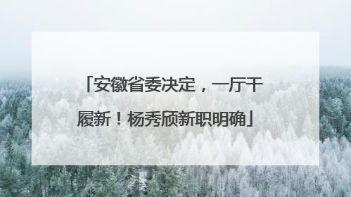 安徽省委决定，一厅干履新！杨秀颀新职明确