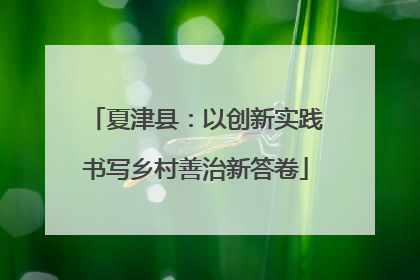 夏津县：以创新实践书写乡村善治新答卷