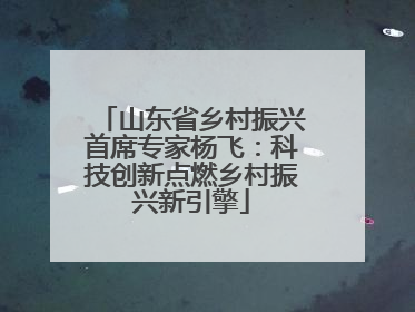 山东省乡村振兴首席专家杨飞：科技创新点燃乡村振兴新引擎