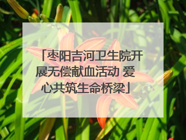 枣阳吉河卫生院开展无偿献血活动 爱心共筑生命桥梁