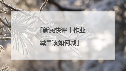 新民快评丨作业减量该如何减