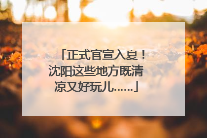 正式官宣入夏！沈阳这些地方既清凉又好玩儿……