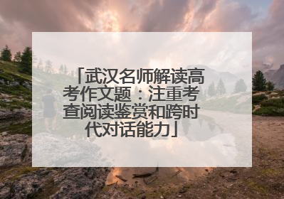 武汉名师解读高考作文题：注重考查阅读鉴赏和跨时代对话能力
