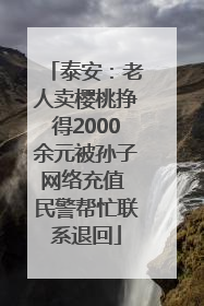泰安：老人卖樱桃挣得2000余元被孙子网络充值 民警帮忙联系退回