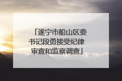 遂宁市船山区委书记段勇接受纪律审查和监察调查