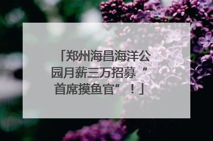 郑州海昌海洋公园月薪三万招募“首席摸鱼官”！