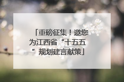 重磅征集！邀您为江西省“十五五”规划建言献策