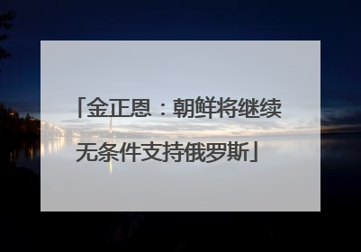 金正恩：朝鲜将继续无条件支持俄罗斯