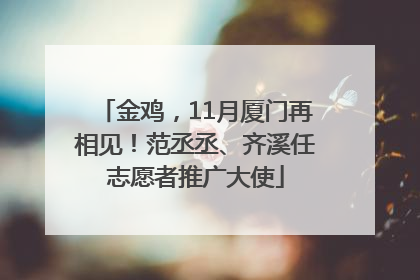 金鸡，11月厦门再相见！范丞丞、齐溪任志愿者推广大使