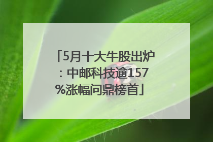 5月十大牛股出炉：中邮科技逾157%涨幅问鼎榜首