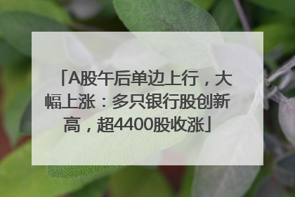 A股午后单边上行，大幅上涨：多只银行股创新高，超4400股收涨